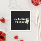 Serviette En Papier vin blanc avec citation noir (En situation)