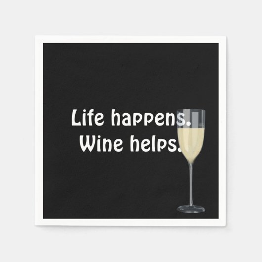 Serviette En Papier vin blanc avec citation noir (Devant)