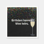 Serviette En Papier vin blanc et confetti d'anniversaire (Devant)