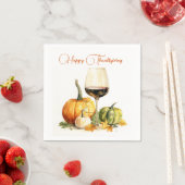 Serviette En Papier Vin & Citrouille, Bon thanksgiving (En situation)