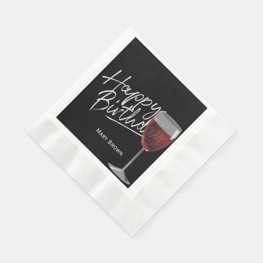 Serviette En Papier Vin d'anniversaire en noir (Coin)