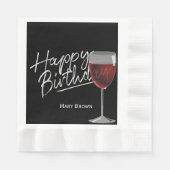 Serviette En Papier Vin d'anniversaire en noir (Devant)