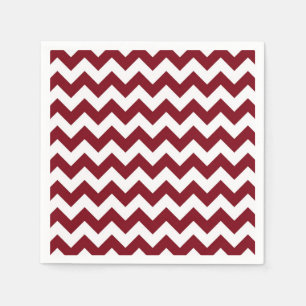 Serviette En Papier Vin de Bourgogne gras et Motif blanc Chevron Zig-Z