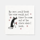 Serviette En Papier Vin doit connaître Citation drôle avec chat (Devant)