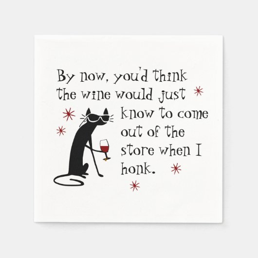Serviette En Papier Vin doit connaître Citation drôle avec chat (Devant)
