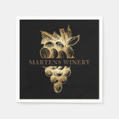 Serviette En Papier Vin Entreprise Vaisseau Élégant Raisins Or (Devant)