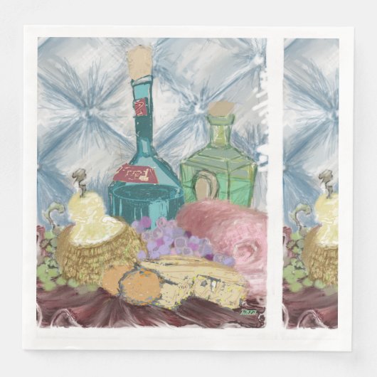 Serviette En Papier Vin & Fromage Charcuterie (Devant)