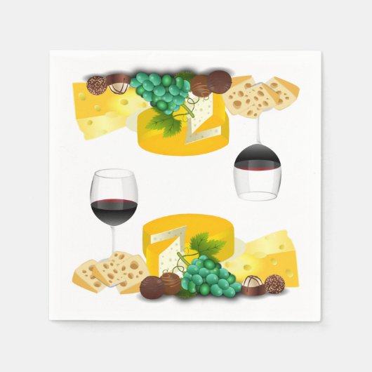 Serviette En Papier Vin fromage fête dîner cocktail événement (Devant)