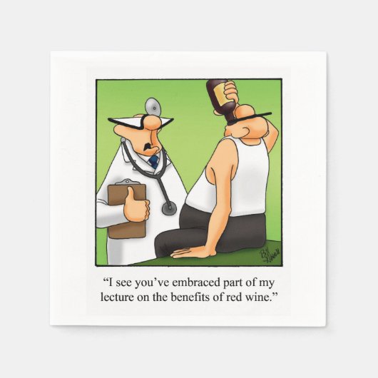 Serviette En Papier Vin Humour Cocktail Party Napkins (Devant)