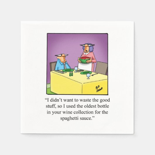 Serviette En Papier Vin Humour Cocktail Party Napkins (Devant)