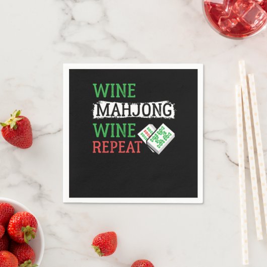 Serviette En Papier Vin Mahjong Vin Répétition Carrelage Basé Chinois  (En situation)