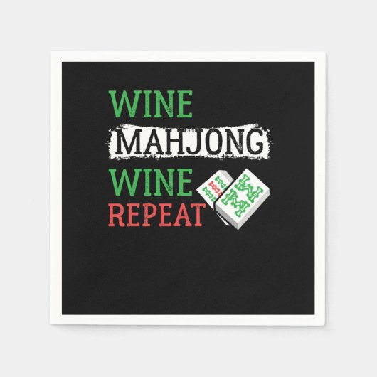 Serviette En Papier Vin Mahjong Vin Répétition Carrelage Basé Chinois  (Devant)