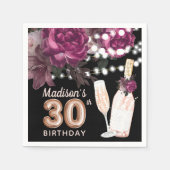 Serviette En Papier Vin noir Luxe 30e anniversaire Personnalisé (Devant)