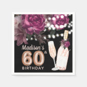 Serviette En Papier Vin noir Luxe 60e anniversaire Personnalisé (Devant)