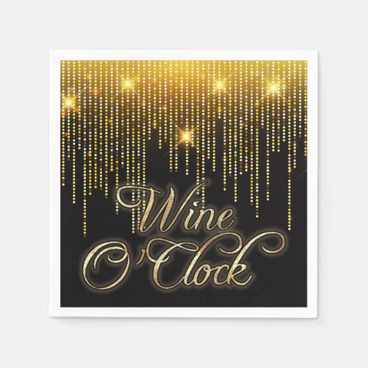 Serviette En Papier Vin O'Clock Gold Glitz (Devant)