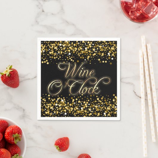 Serviette En Papier Vin O'Clock Gold Sparkle (En situation)