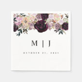 Serviette En Papier Vin Plum Mauve Fall Floral Mariage (Devant)