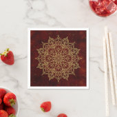 Serviette En Papier Vin profond Rouge Mandala & Gold Glam Moderne Chic (En situation)