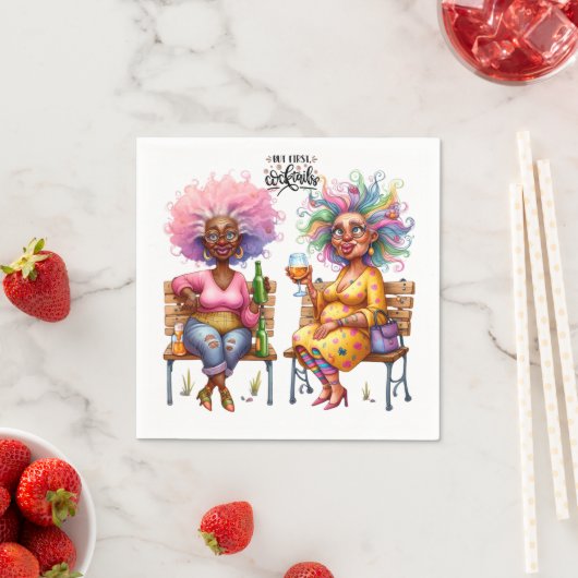 Serviette En Papier Vin Quirky Dames Cocktails Papier Napkin (En situation)