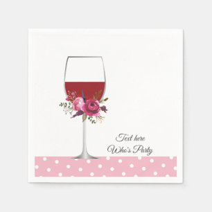 Serviette En Papier vin rouge, anniversaire adulte, mariage, floral