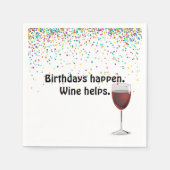 Serviette En Papier Vin rouge et confetti d'anniversaire (Devant)