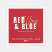 Serviette En Papier Vin rouge et papier de 4 juillet bleu (Devant)