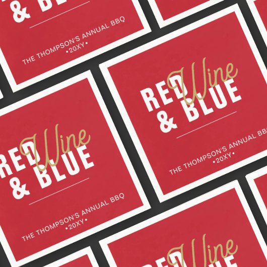 Serviette En Papier Vin rouge et papier de 4 juillet bleu