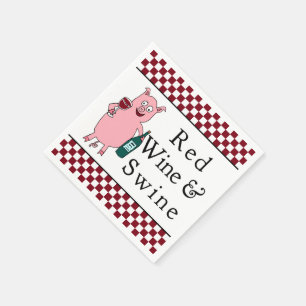 Serviette En Papier Vin rouge et porcs