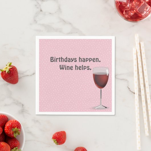 Serviette En Papier Vin rouge et serviettes d'anniversaire Pois (En situation)