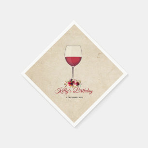 Serviette En Papier vin rouge, lunettes, Papier à cocktails