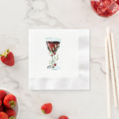 Serviette En Papier Vin rouge rustique Rose Aquarelle Botanique (En situation)