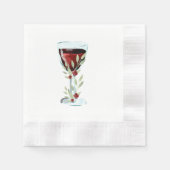 Serviette En Papier Vin rouge rustique Rose Aquarelle Botanique (Devant)
