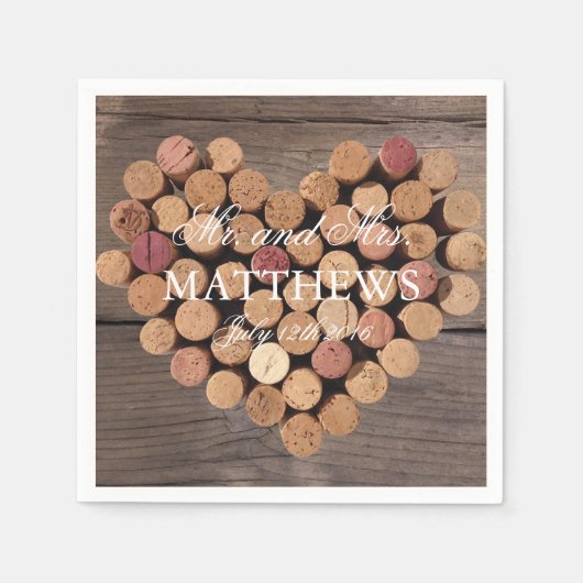 Serviette En Papier Vin Rustique Cork Mariage Cocktail Serviettes (Devant)