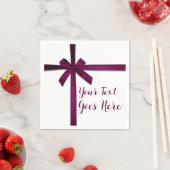 Serviette En Papier Vin Satin Ribbon Bow Noël Fête (En situation)