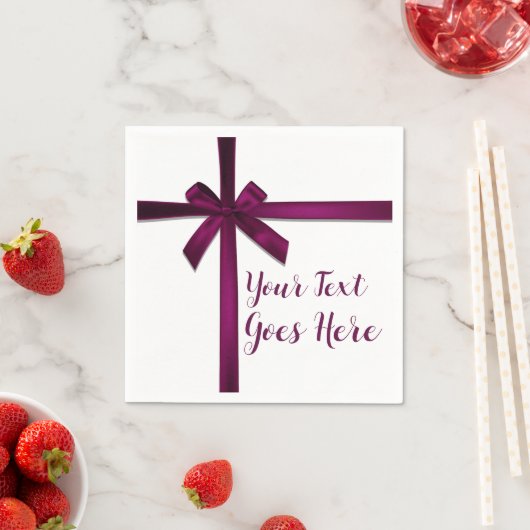 Serviette En Papier Vin Satin Ribbon Bow Noël Fête (En situation)