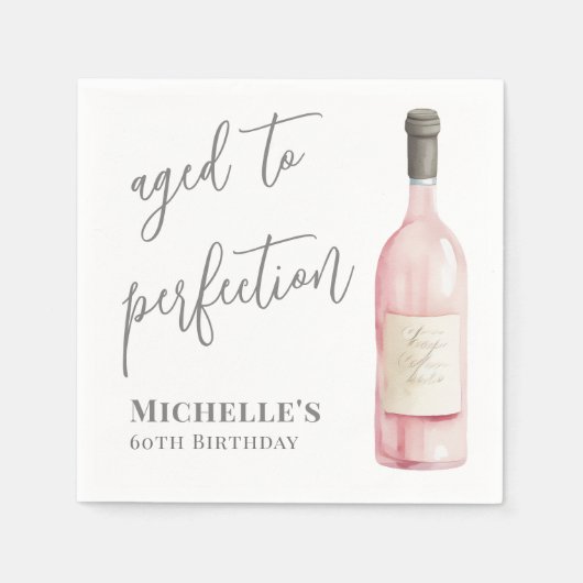 Serviette En Papier Vin Simple Âgé À Parfait Anniversaire (Devant)