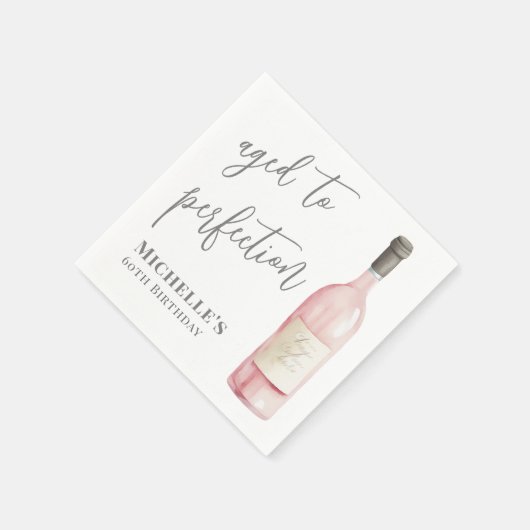 Serviette En Papier Vin Simple Âgé À Parfait Anniversaire (Coin)