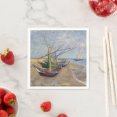 Serviette En Papier Vincent van Gogh - Bateaux de pêche sur la plage (En situation)