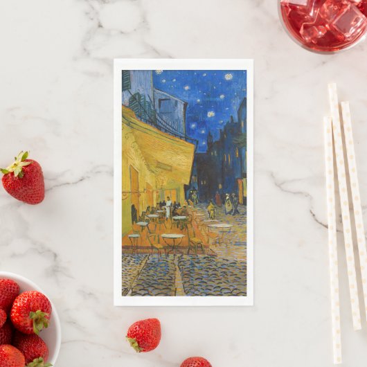 Serviette En Papier Vincent van Gogh - Café Terrasse en soirée (En situation)