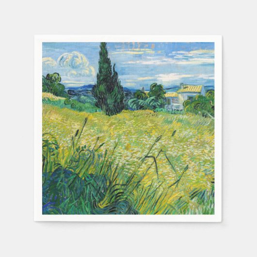 Serviette En Papier Vincent van Gogh - Champ de blé vert avec Cypress (Devant)