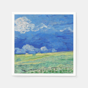 Serviette En Papier Vincent van Gogh - Champs de blé sous des nuages o
