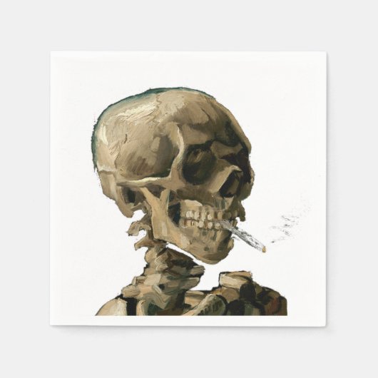 Serviette En Papier Vincent van Gogh - Crâne avec cigarette brûlante (Devant)