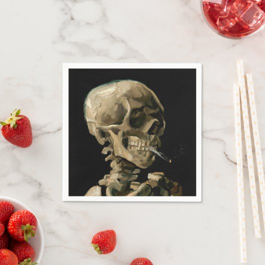 Serviette En Papier Vincent van Gogh - Crâne avec cigarette brûlante (En situation)