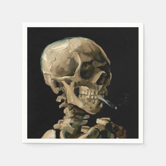 Serviette En Papier Vincent van Gogh - Crâne avec cigarette brûlante (Devant)