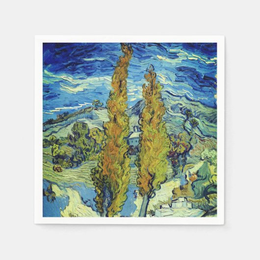 Serviette En Papier Vincent Van Gogh Deux peupliers à Saint-Rémy (Devant)