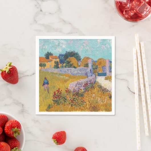 Serviette En Papier Vincent van Gogh - Ferme en Provence (En situation)