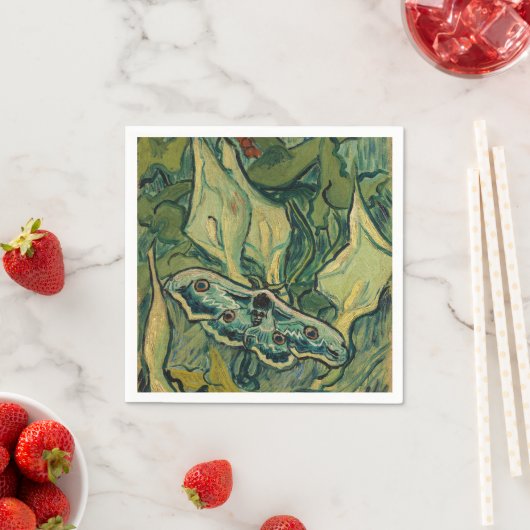 Serviette En Papier Vincent van Gogh - Giant Peacock Moth (En situation)