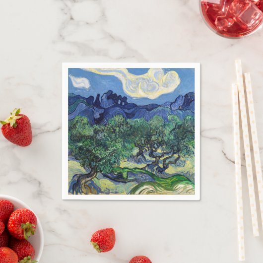 Serviette En Papier Vincent van Gogh - Oliviers aux Alpilles (En situation)