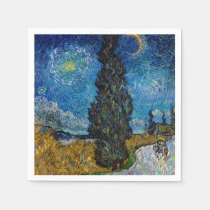 Serviette En Papier Vincent van Gogh - Route avec cyprès et étoile