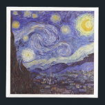 Serviette En Papier Vincent Van Gogh Starry Nuit Vintage Art<br><div class="desc">Vincent van Gogh Starry Night Art Peinture Starry Night est un tableau de l'artiste post-impressionniste néerlandais Vincent van Gogh. Le ciel bleu de la nuit est rempli de nuages tourbillonnants, d'étoiles et d'une lune brillante croissant. La Nuit étoilée est la seule nocturne de la série de vues depuis la fenêtre...</div>